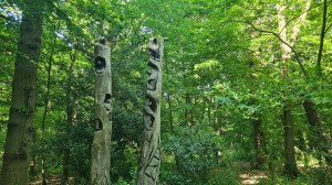 Bears carved into dead trees